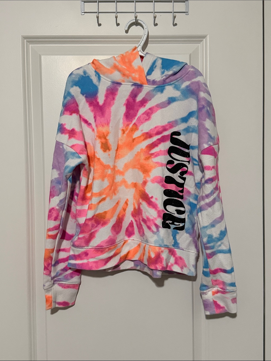 Justice Multicolor Tie-Dye Hoodie In Pink, Orange, Blue